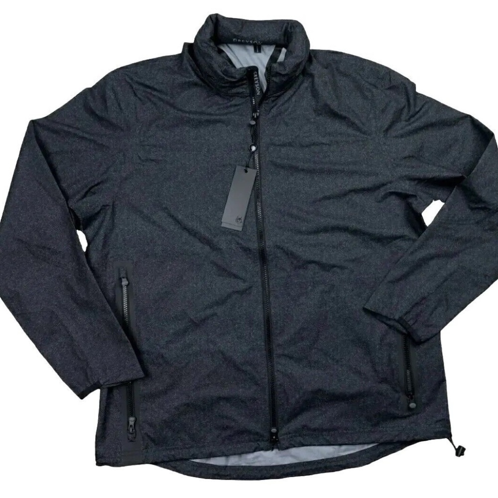 $498 Greyson Golf Chenoa II Large Waterproof Hooded Rain Jacket Grey Heather